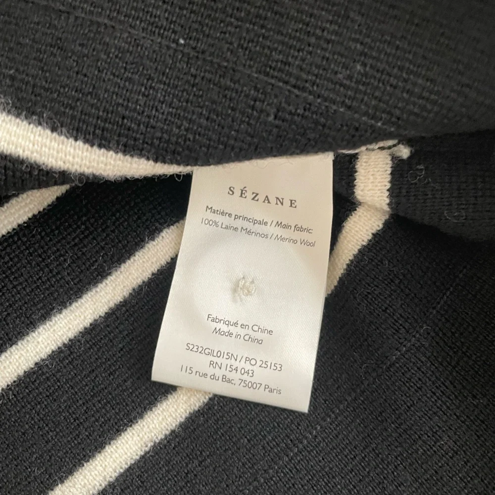 New Sezane Betty Cardigan Black with White Stripes XS - Picture 5 of 8